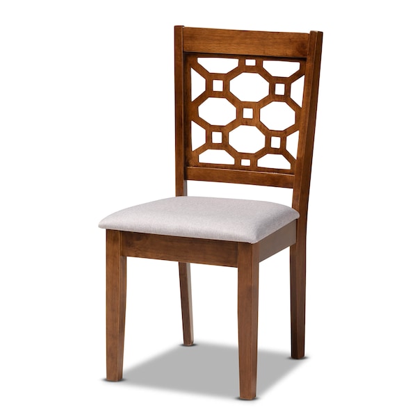 Peter Grey Upholstered And Walnut Wood 4-Piece Dining Chair Set